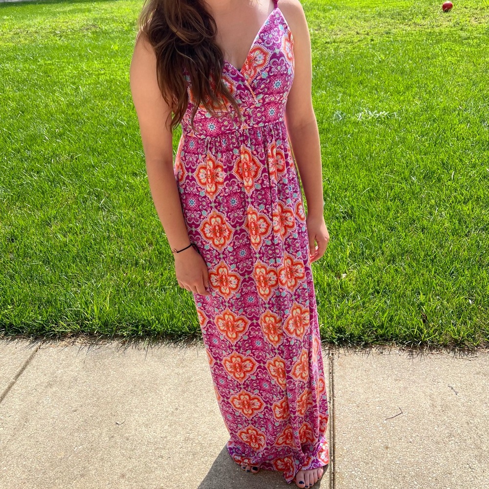 Floral Paisley Maxi Dress With Adjustable Straps